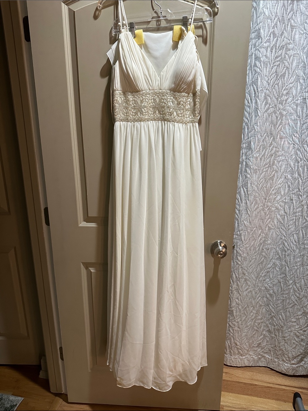 David's Bridal Ivory Empire Waist Chiffon Wedding Dress